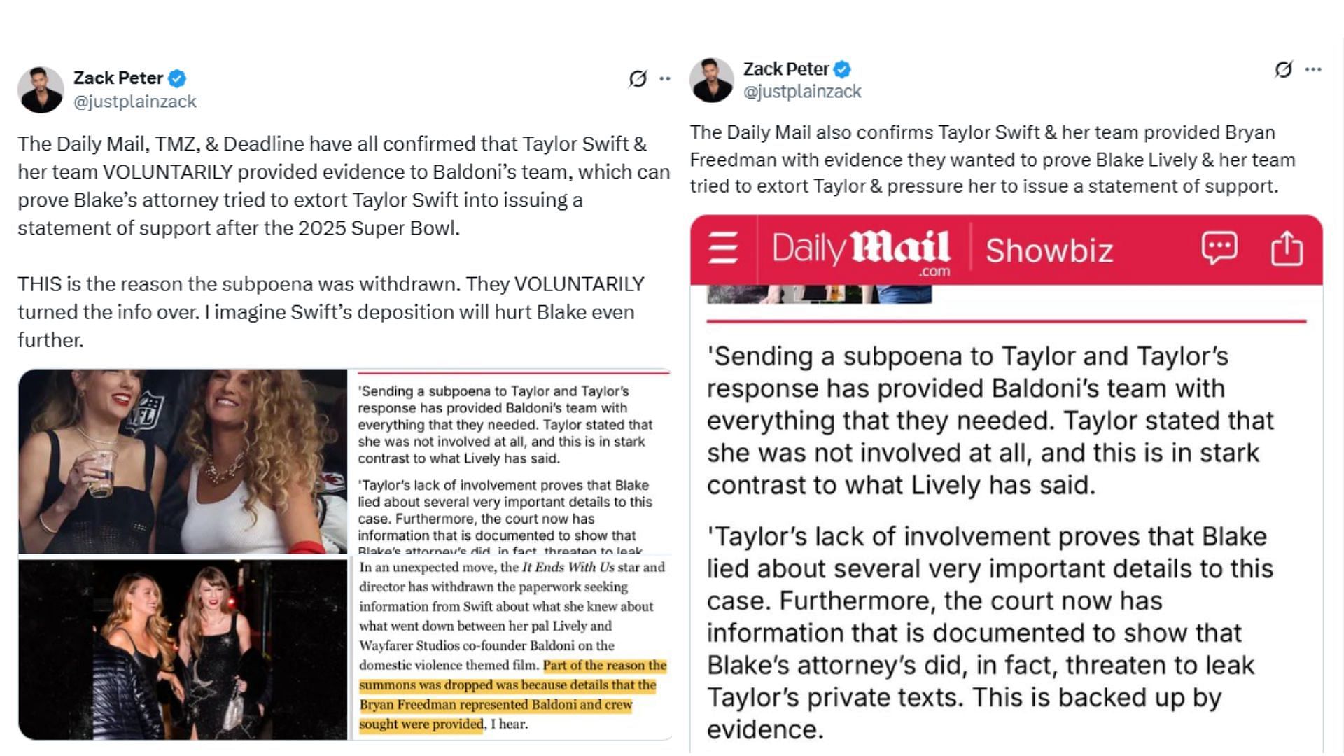 Zack Peter reacts to bombshell claims of Taylor Swift's team (Image via X/@ZackPeter)